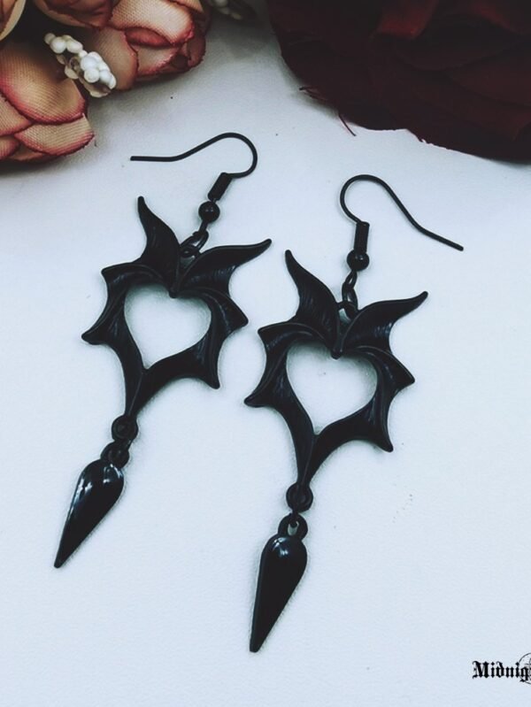 Gotiški Auskarai Juodi Šikšnosparnio Sparnai Earrings The Bat