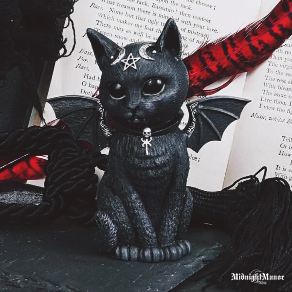 Juodas Kačiukas Šikšnosparnis Namų Saugotojas Statulėlė