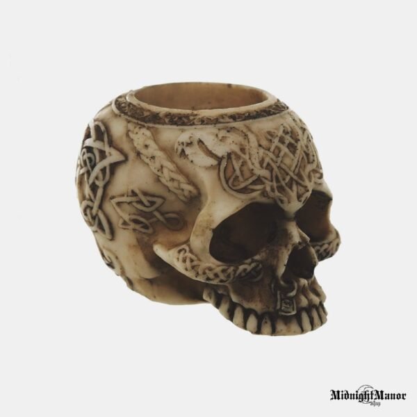 Kaukolė Be Žandikaulio Ornamentuota Žvakidė