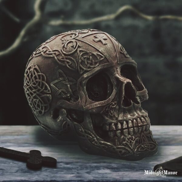 Keltų Kryžius Keltiška Kaukolė Iškiliai Ornamentuota