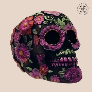 Meksikos Mirusiųjų Diena el Día de los Muertos Kaukolė su Gėlėmis