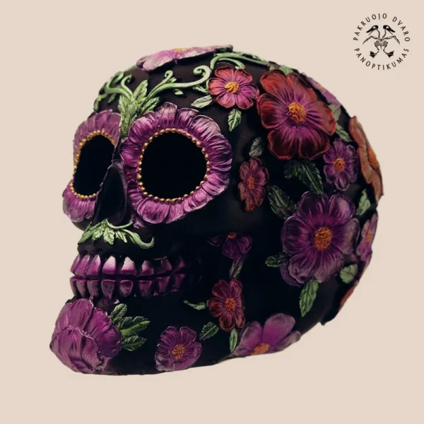 Meksikos Mirusiųjų Diena el Día de los Muertos Kaukolė su Gėlėmis