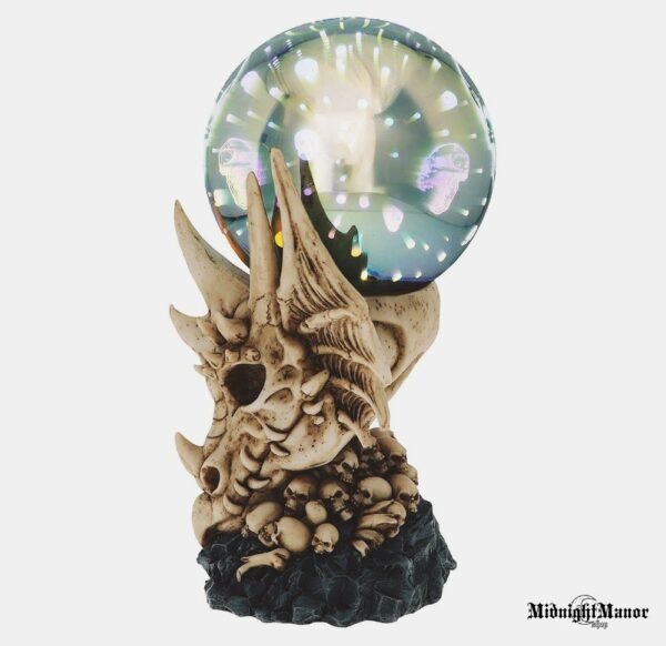 Naktinė Lempa Drakono Galva Skeletų Soste