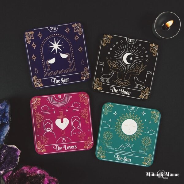 Taro Kortų Stalo Padėkliukų Puodeliams ar Taurėms Rinkinys