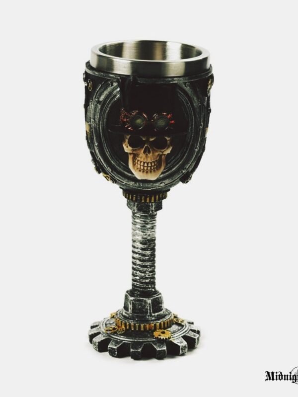 Steampunk Taurė Vynui Vaidmenų Žaidimams Kaukolė su Cilindru